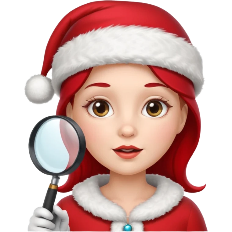 Female Santa with Magnifying glass emoji