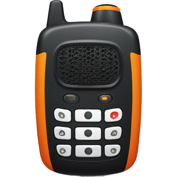 black walkie talkie with red-orange button on side emoji