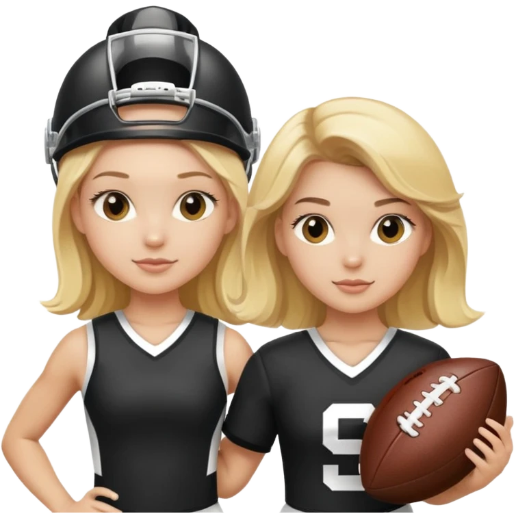 Blonde cheerleader and black football player  emoji