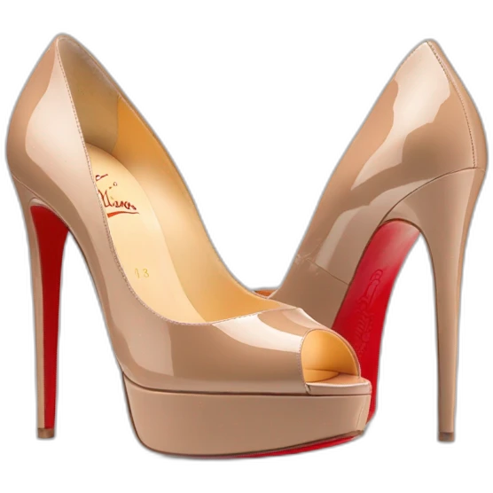 Louboutin nude patent Leather Lady Peep Toe Platform emoji