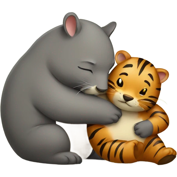 Tiger hugging wombat emoji
