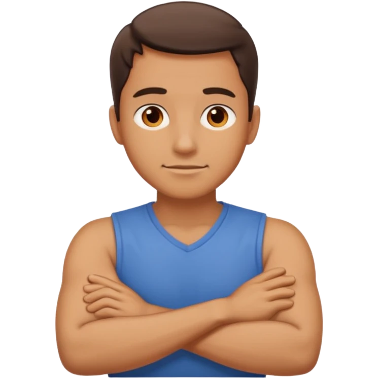 Man with arms crossed around neck emoji