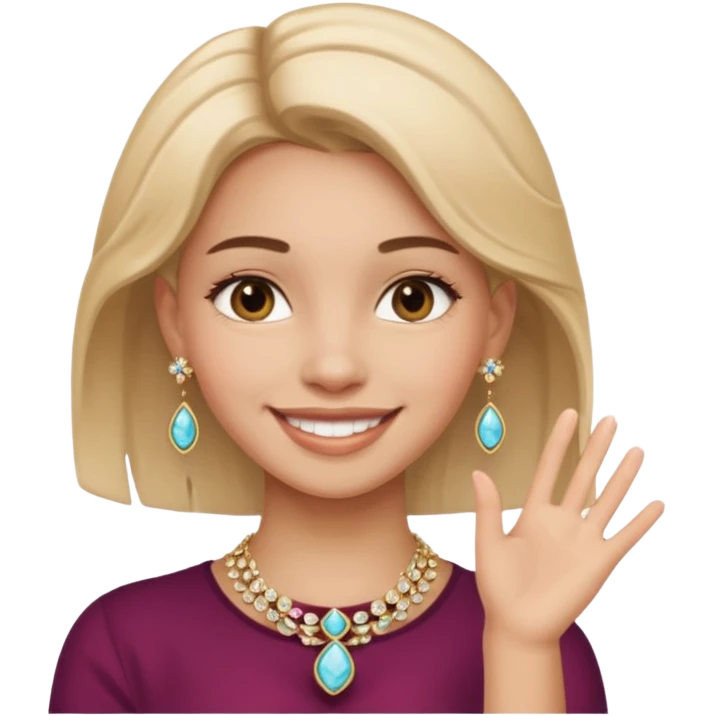 smiling girl with jewelry remove hand in face emoji