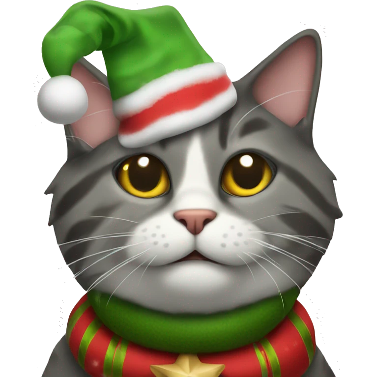 Smoking Christmas cat emoji
