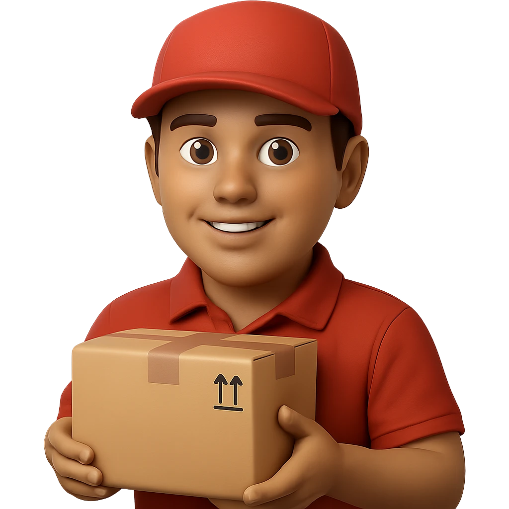 photorealistic delivery worker, emoji style emoji
