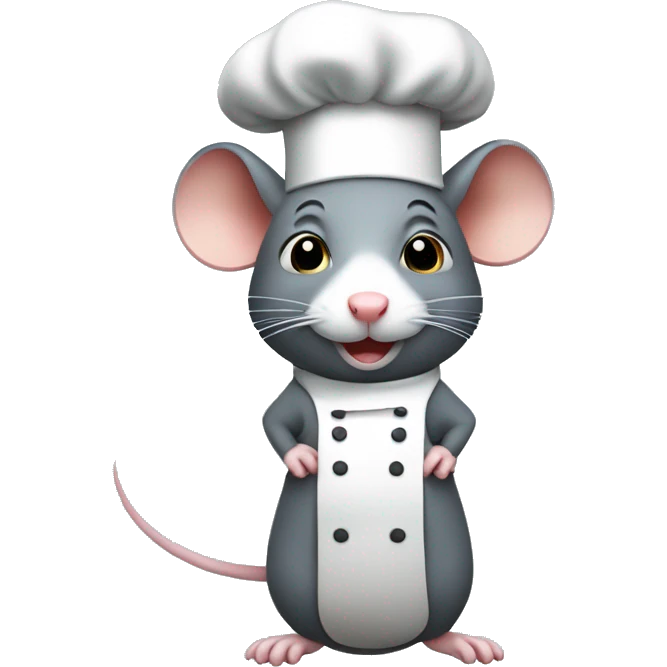 rat with a chef's hat full body side profile on all four legs emoji