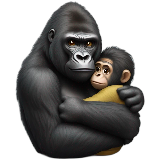 gorilla hugging mélenchon hyperrealistic emoji