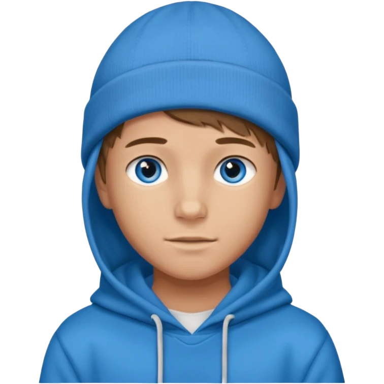 handsome and young teen pinterest boy good at fashion. popular among 'that brat girl', wearing hoodieand beanie with blue eye   emoji