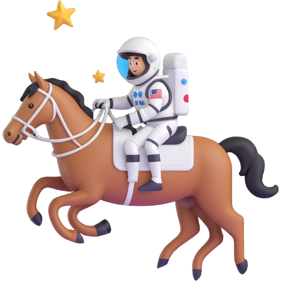 astronaut on horseback with stars in background emoji