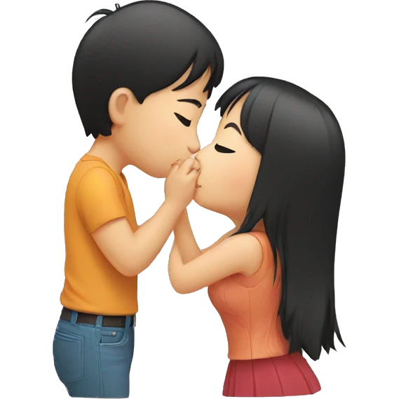 Asian girl giving a kiss emoji