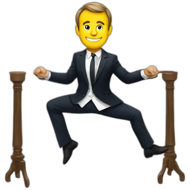 Macron dans une barre de poldance emoji