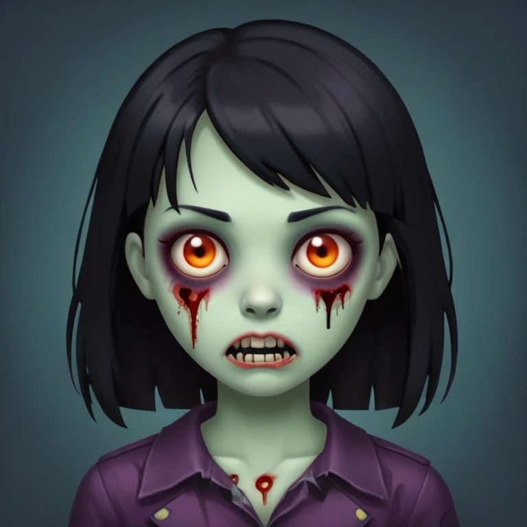 zombie girl with dark black hair and a bang emoji  emoji