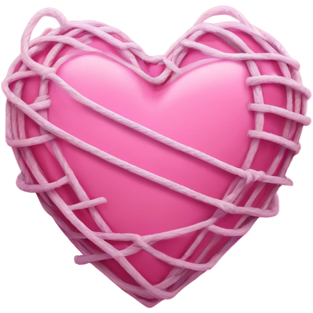 Pink heart with with mesh string around ￼heart emoji