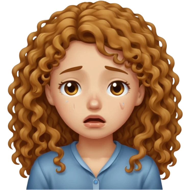 long light brown curly hair girl bawling  emoji