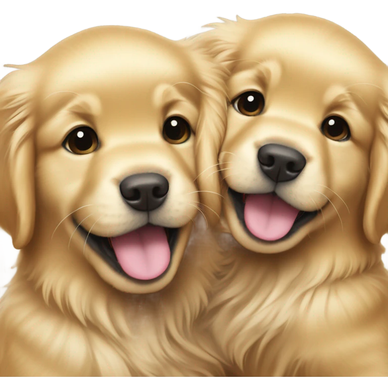 Puppy golden retriever playing with a puppy golden retriever emoji