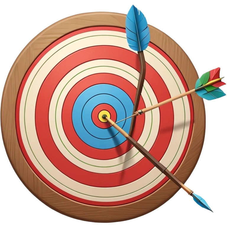 A bow and arrow aimed at a target, with the arrow perfectly positioned for release. The background features a target with concentric rings, emphasizing precision, skill, and focus in archery. The scene radiates concentration and the grace of the sport. emoji