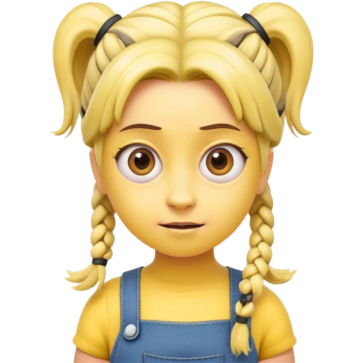 yellow minion character with girl hair, pigtails emoji