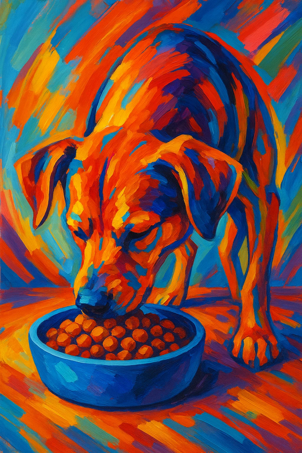 a dog eating dog food, style 4 emoji
