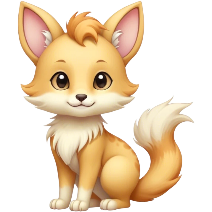 Kawaii bright fantasy ethereal anthro fursona animal with a tufted tail and round ears emoji