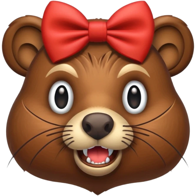 add a bow on the head of one beaver  emoji