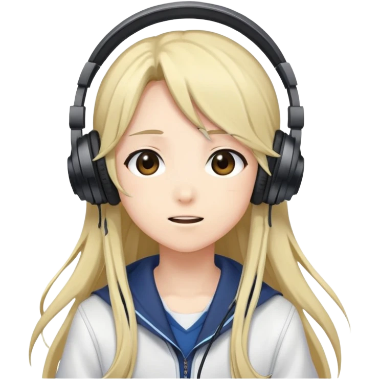 Ruko Yokune, anime-style character with long hair, headphones, and a microphone, cute expression emoji