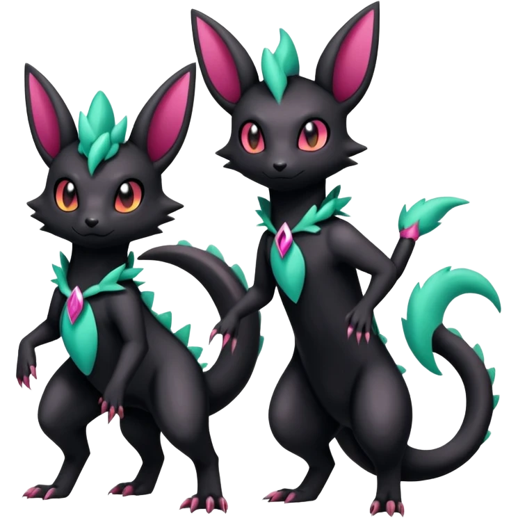 Shiny Dark Edgy Gothic Gloomy Futuristic Salandit-Umbreon-Shaymin-Delcatty-Hybrid (Full body) emoji