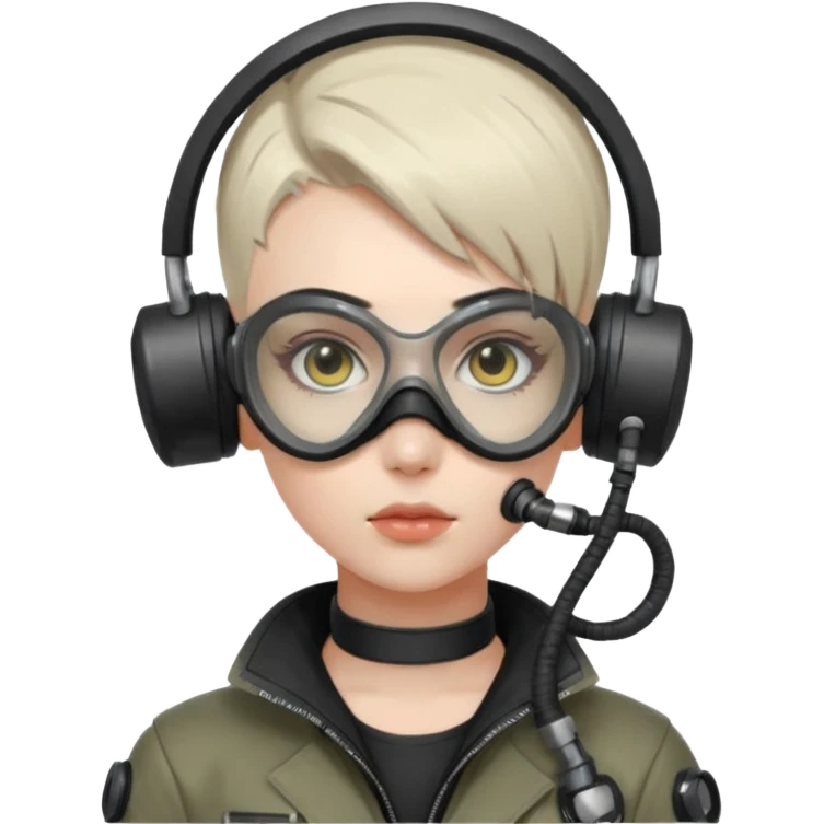 cyberpunk gasmask girl programmer buzzcut hair emoji