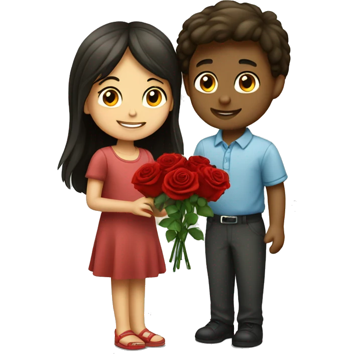 boy giving red rose to girl emoji