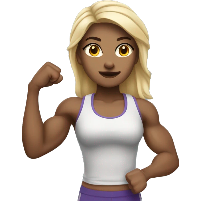 Athletic light skin girl show biceps emoji