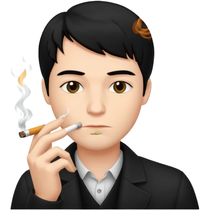 Has una persona fumando, Que tenga pelo negro  y sea hombre  emoji