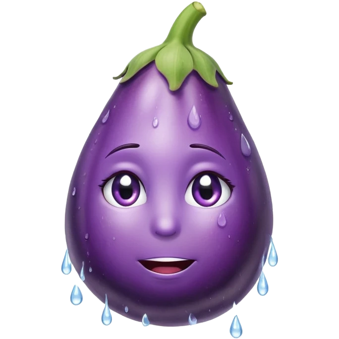 Eggplant holding back tears emoji