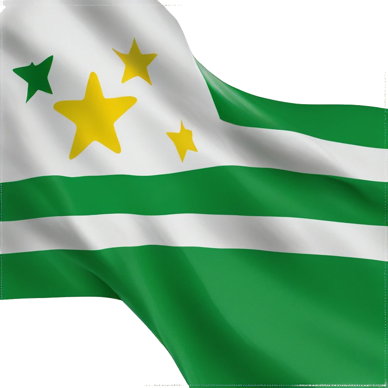 Azad Kashmir flag with 4 geen strips in between 4 white strips with uper left corner yellow square and on right square with green rectangle with small moon and star ini t emoji