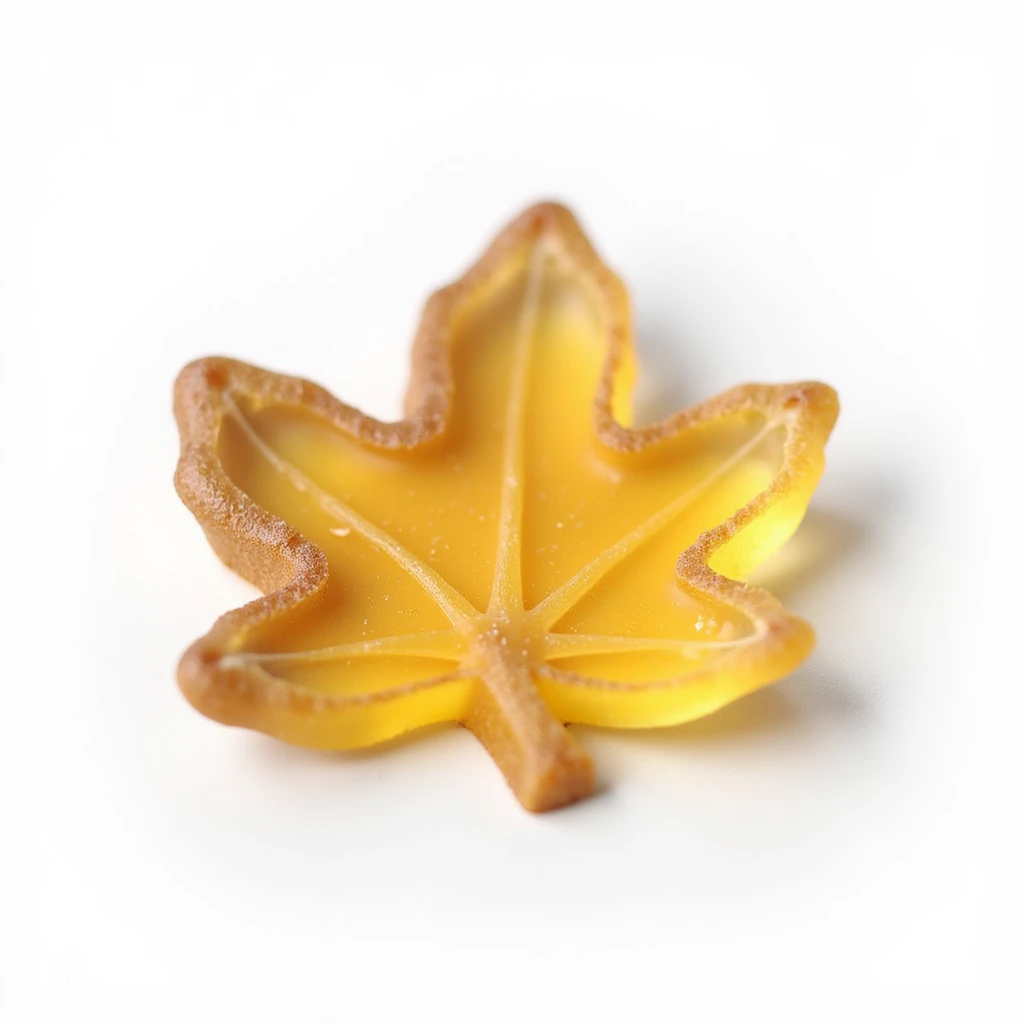 realistic leaf-shaped candy, isolated, transparent background, no visible background emoji