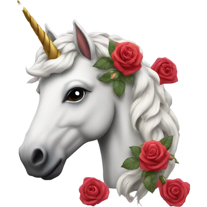 Realistic unicorn with roses in its mane emoji