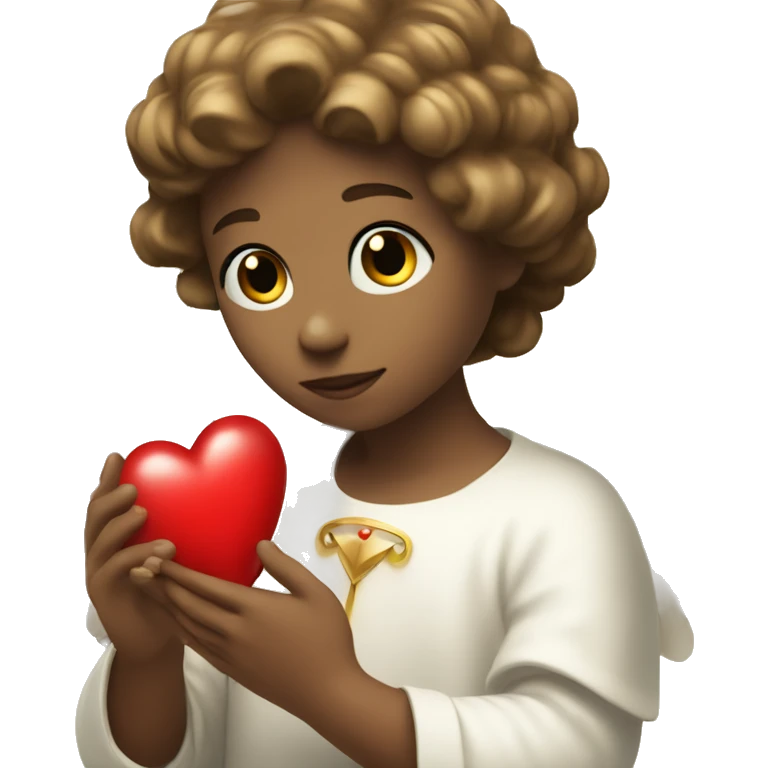 Angel with aureola and red heart in a hand emoji