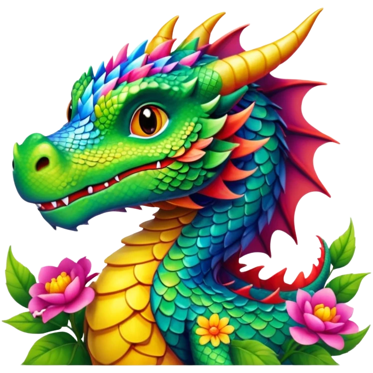 Tony Dragon with flowers  emoji