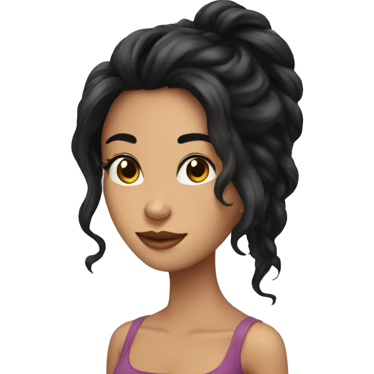 Beautiful woman with long black hair and ayes big and black emoji