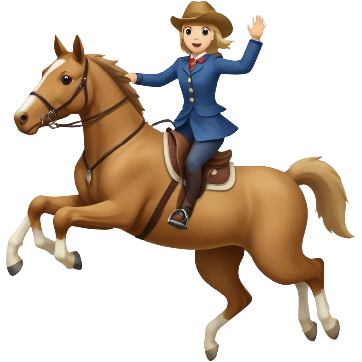 person riding a horse jumping over a dog emoji
