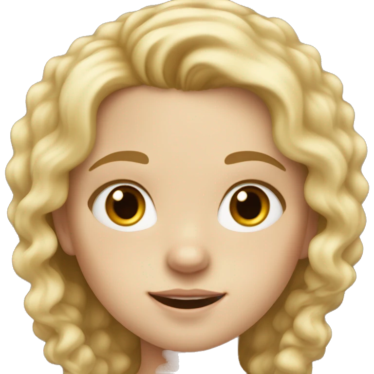 little blonde girl with long, slightly curly hair and white skin with a few freckles on her cheeks emoji