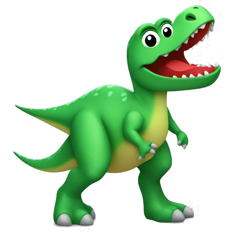 green dinosaur wearing a red t-shirt emoji