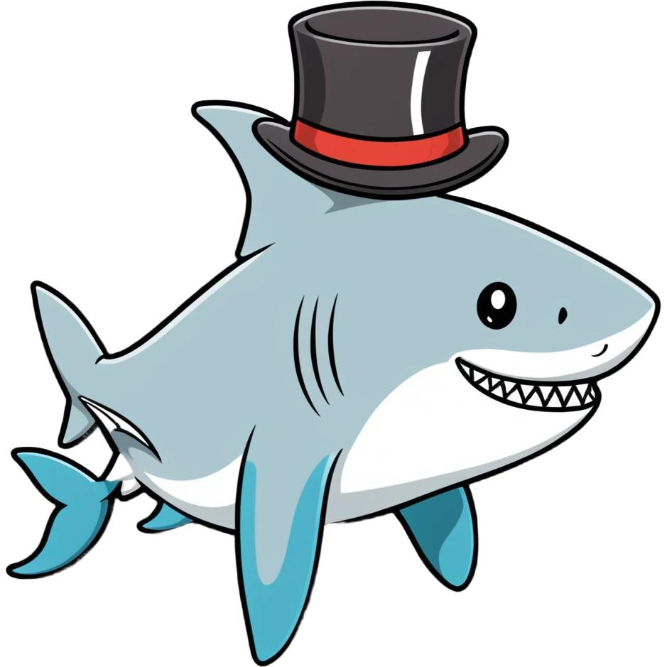 Shark with a top hat emoji