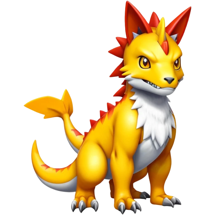 Cute Shiny Agumon-Greymon-Renamon-Fakémon-hybrid-creature (full body)  emoji