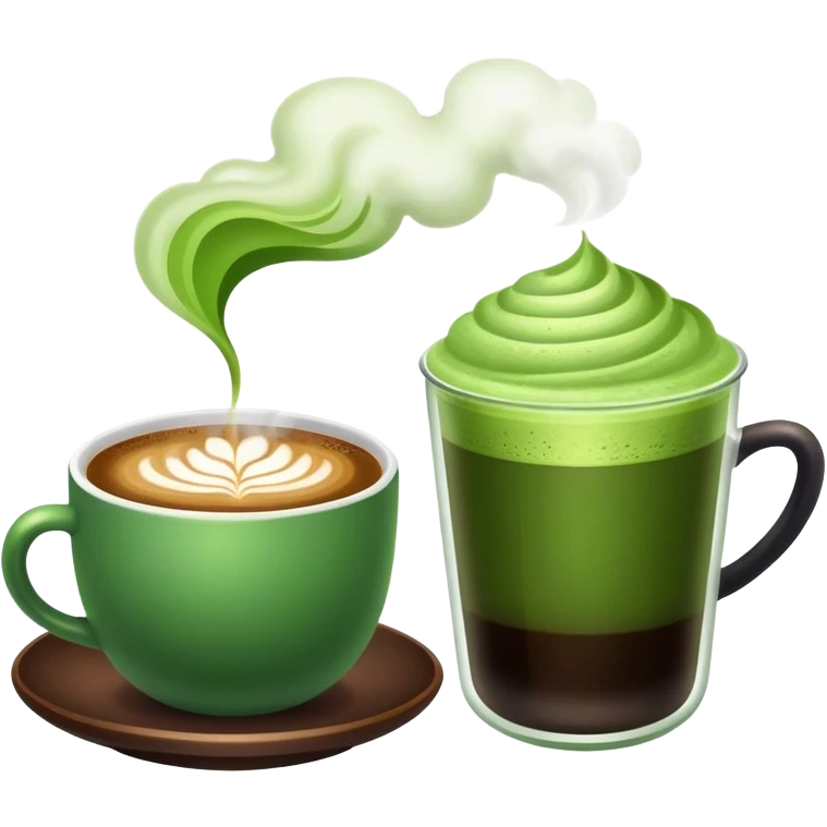 1 cup Coffee near 1 cup matcha emoji
