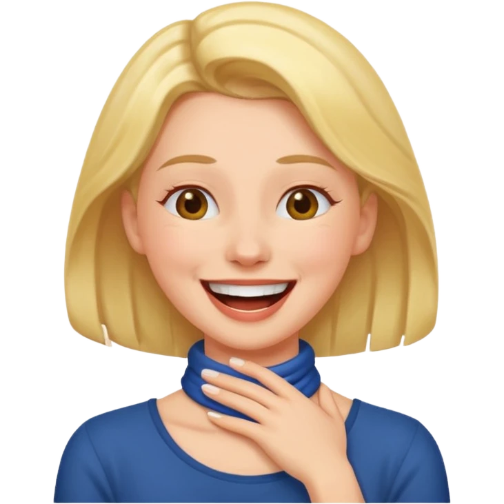 Lady with her hands around her neck laughing  emoji