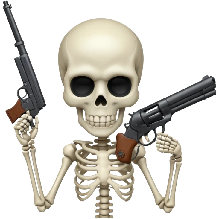 Skeleton with a gun pointed at his head emoji