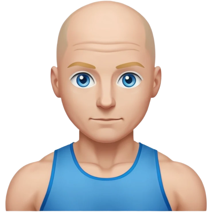 Создай аватар фитнес тренара с лысиной и голубыми глазами и надписью AGYM emoji
