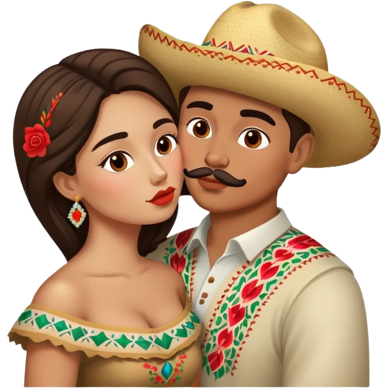 Russian and Mexican couple kissing emoji