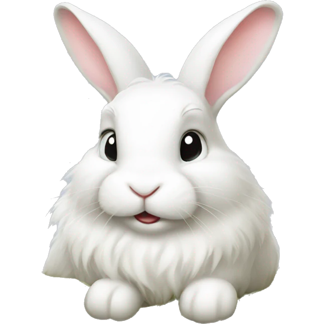 Fluffy white rabbit eating hay  emoji