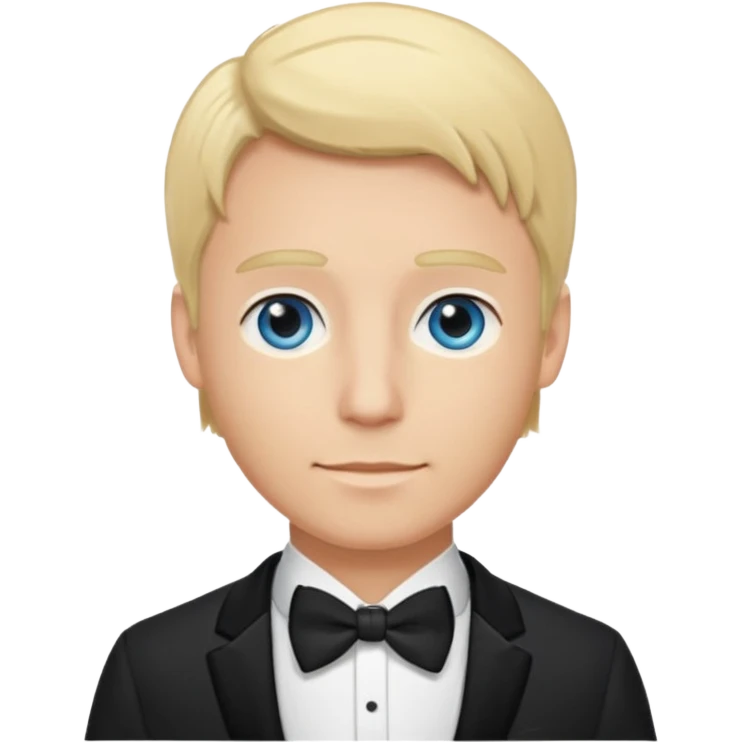 groom with blond hair and blue eyes wearing a tux emoji