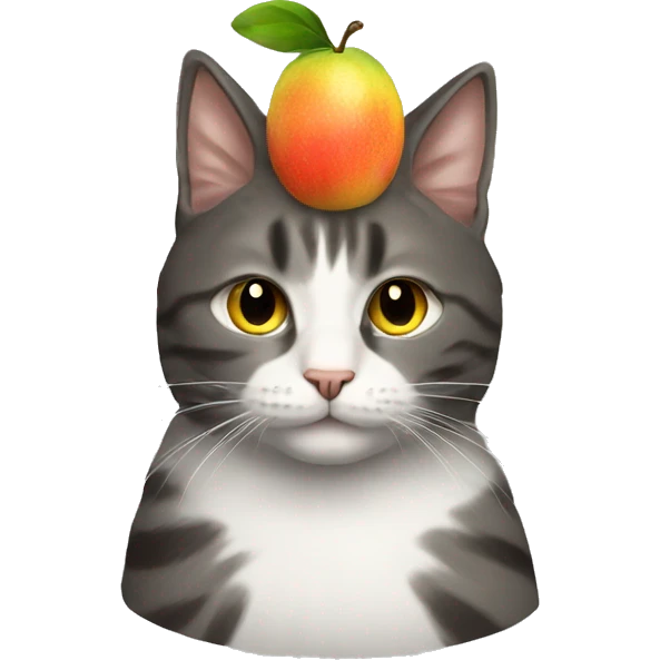 Cat wearing a fruit hat emoji
